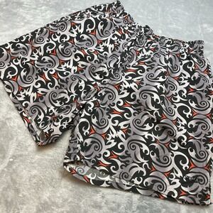 Vintage Speedo Swim Trunks Shorts Mens L Gray Black Tribal Mesh Lined Pocket Y2K